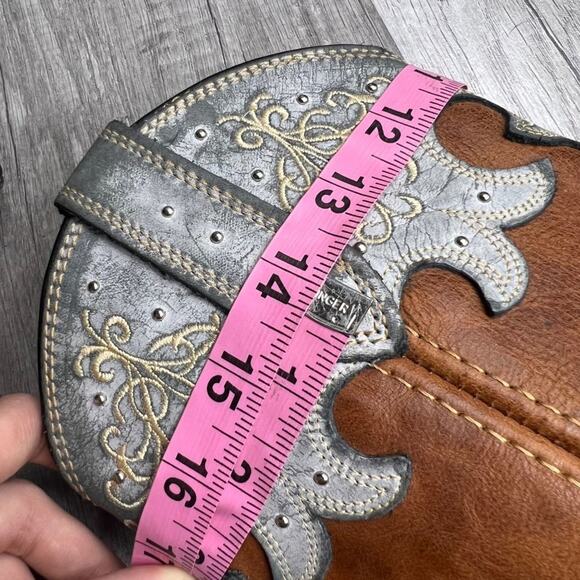 ROCKIN Country Womens Cowgirl Cowboy Western Boots Brown Distressed Leather SZ 5 - Picture 8 of 10